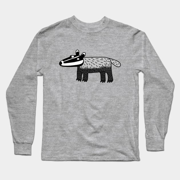 Badger Looking Cool Wildlife Art Long Sleeve T-Shirt by NicSquirrell